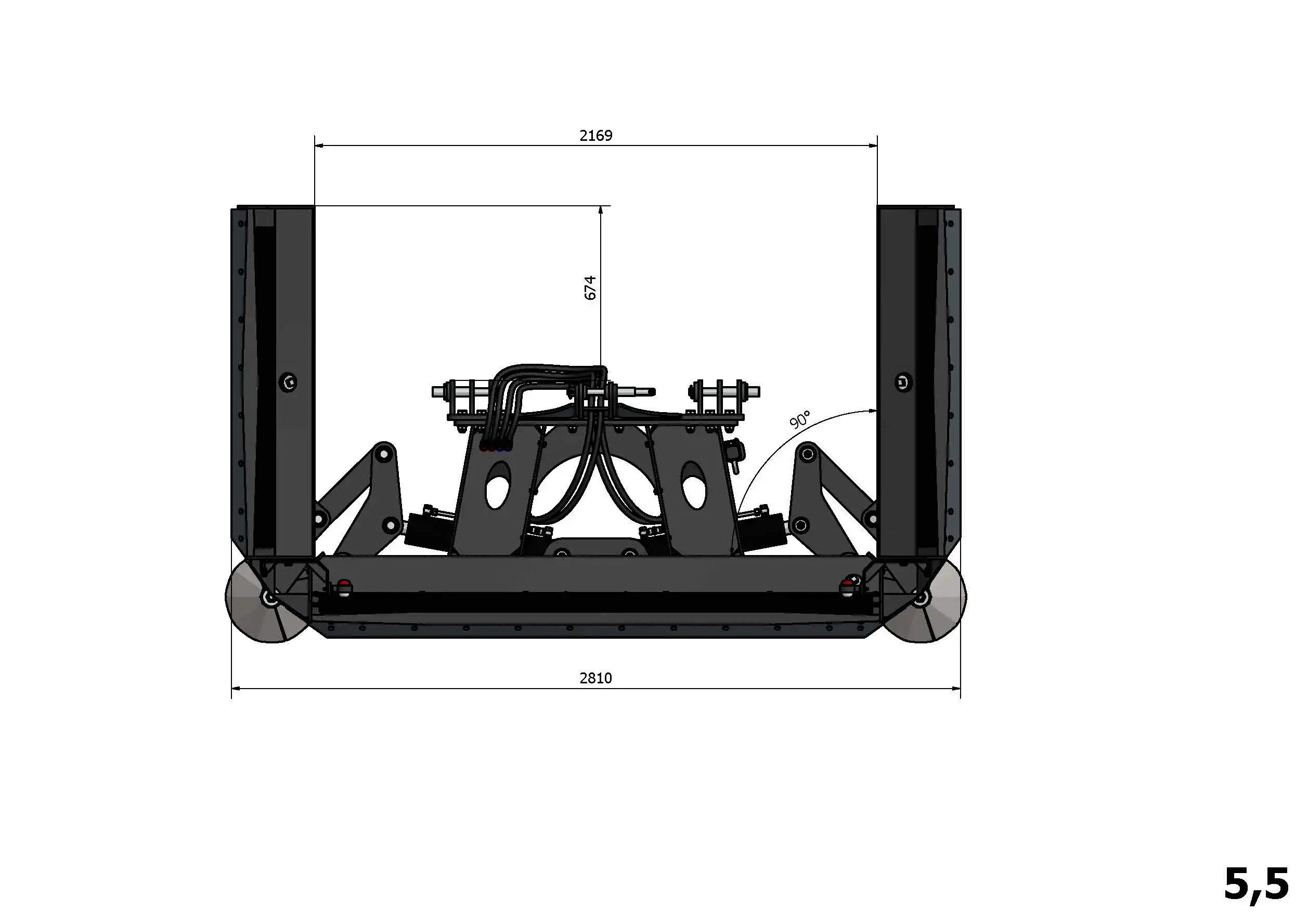 Spych do kiszonki 5,5 m SID z kątem pracy 180 stopni i przedłużeniem mocowania